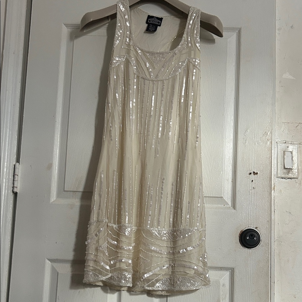 Angie Cream Sequin Mini Dress